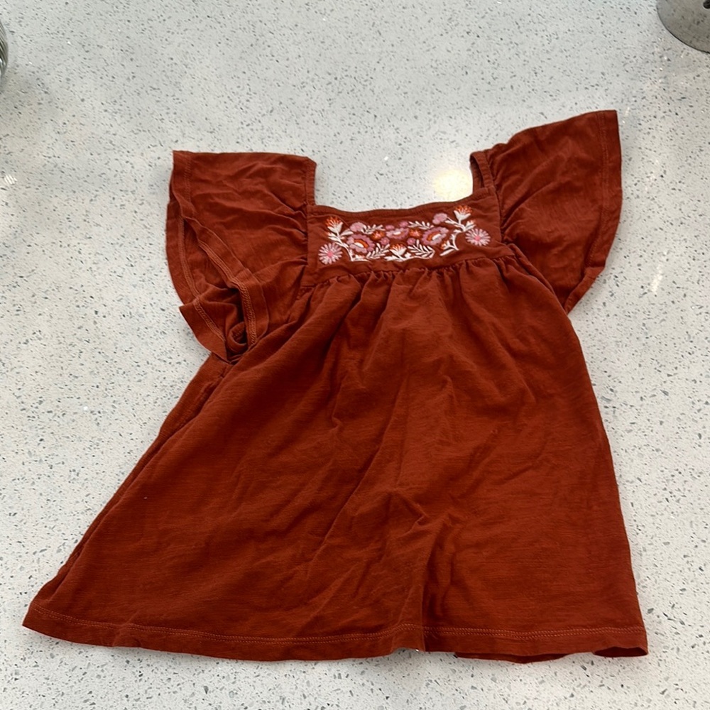 Boden Terracotta Embroidered Blouse Size 9-10 Y